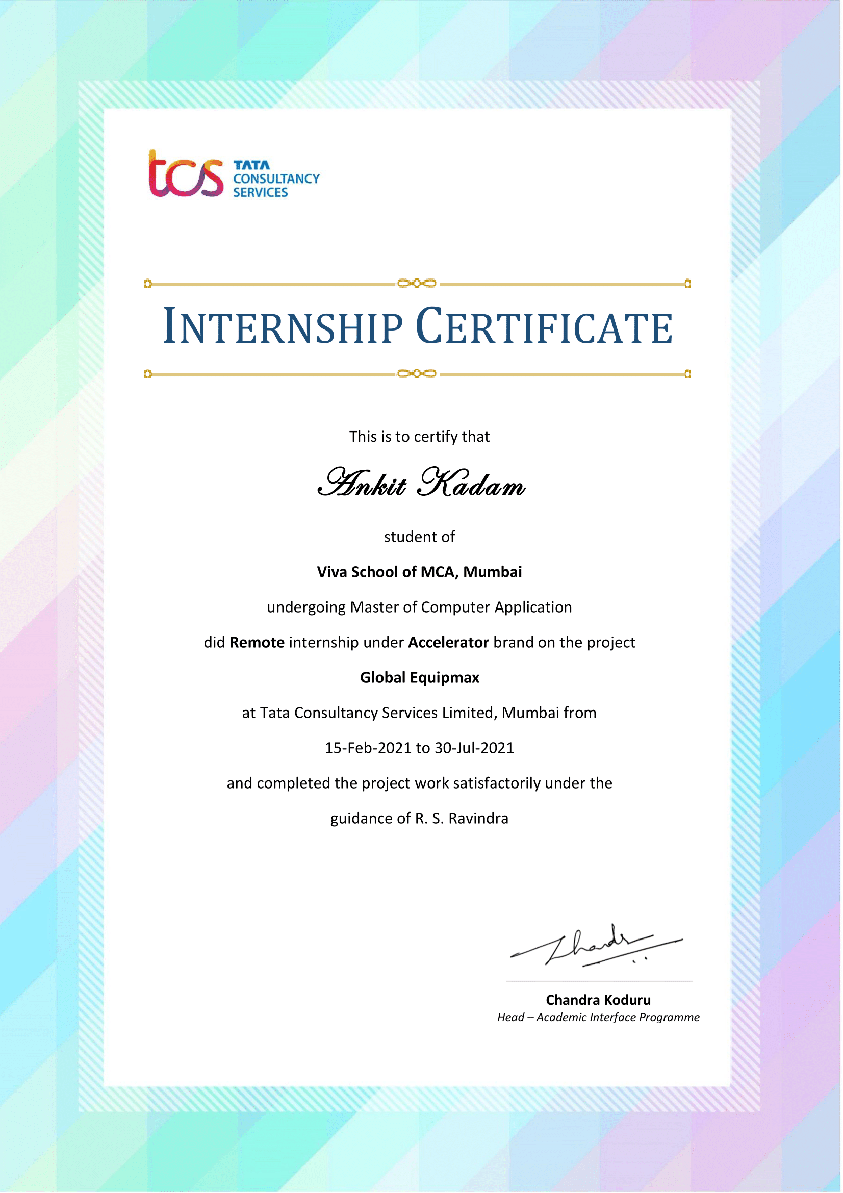 TCS Internship Certificate